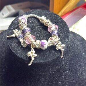 Elegant Silver and Purple Charm Bracelet
